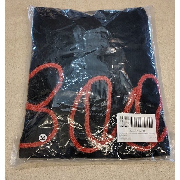 Halloween Sweater Knit Pullover Boo Glitter Design Black Medium 100% Polyester - Picture 5 of 7